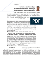 Consumo Relativo de Água Do Feijoeiro No Plantio Direto em Função Da Porcentagem de Cobertura Morta Do Solo