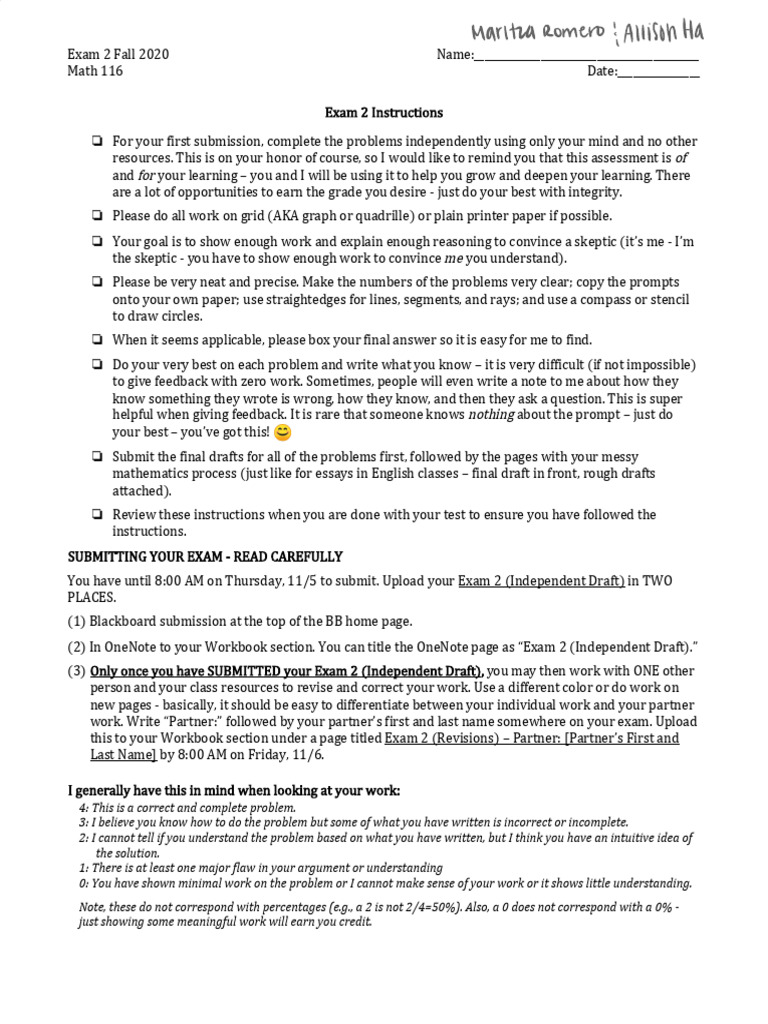 Fall Math Exam Instructions and Problems | PDF | Angle | Circle