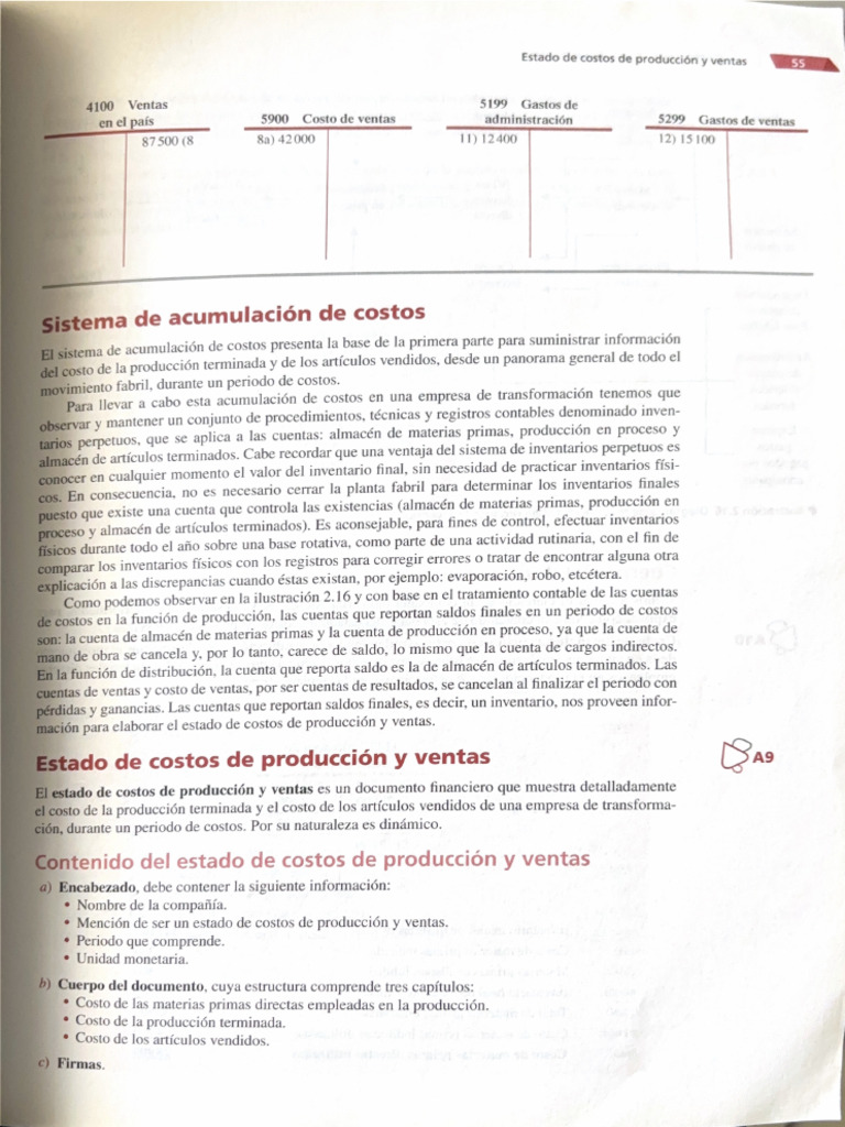 Estado de Costo de Producción y Ventas | PDF
