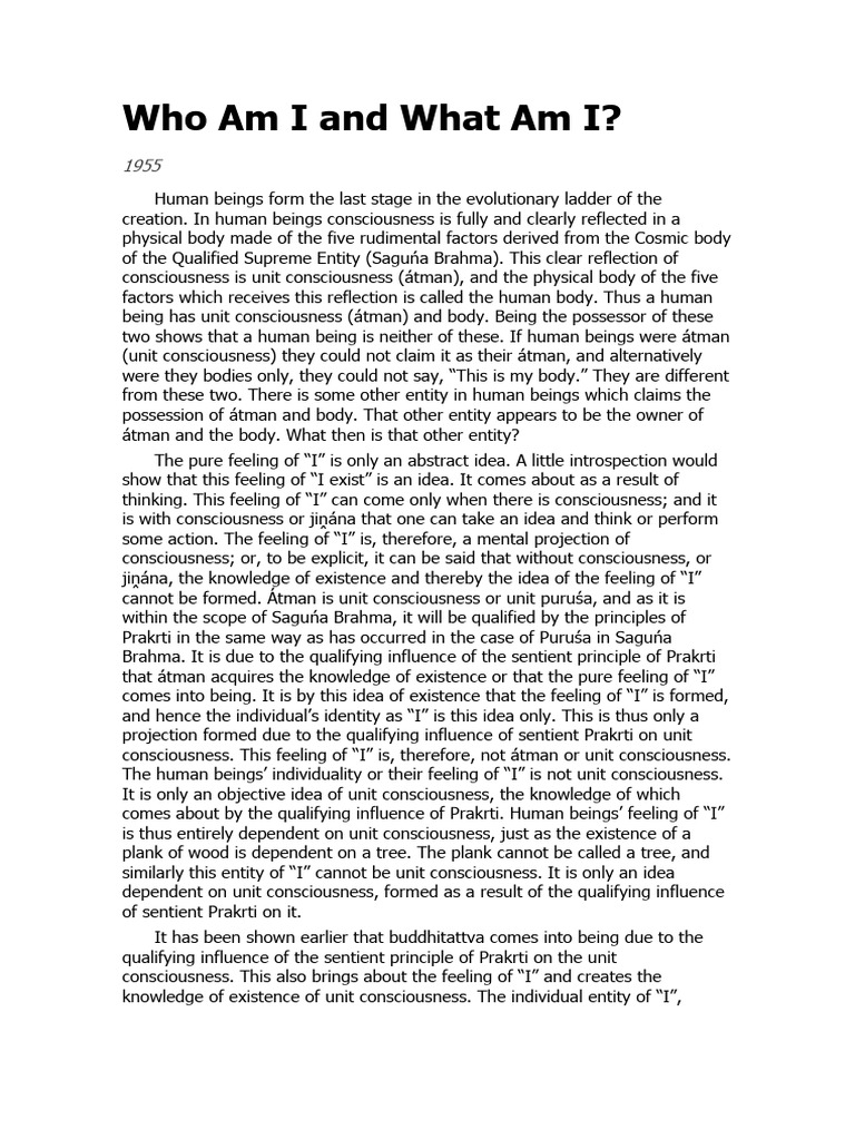 Who Am I and What Am I | PDF | Idea | Ātman (Hinduism)