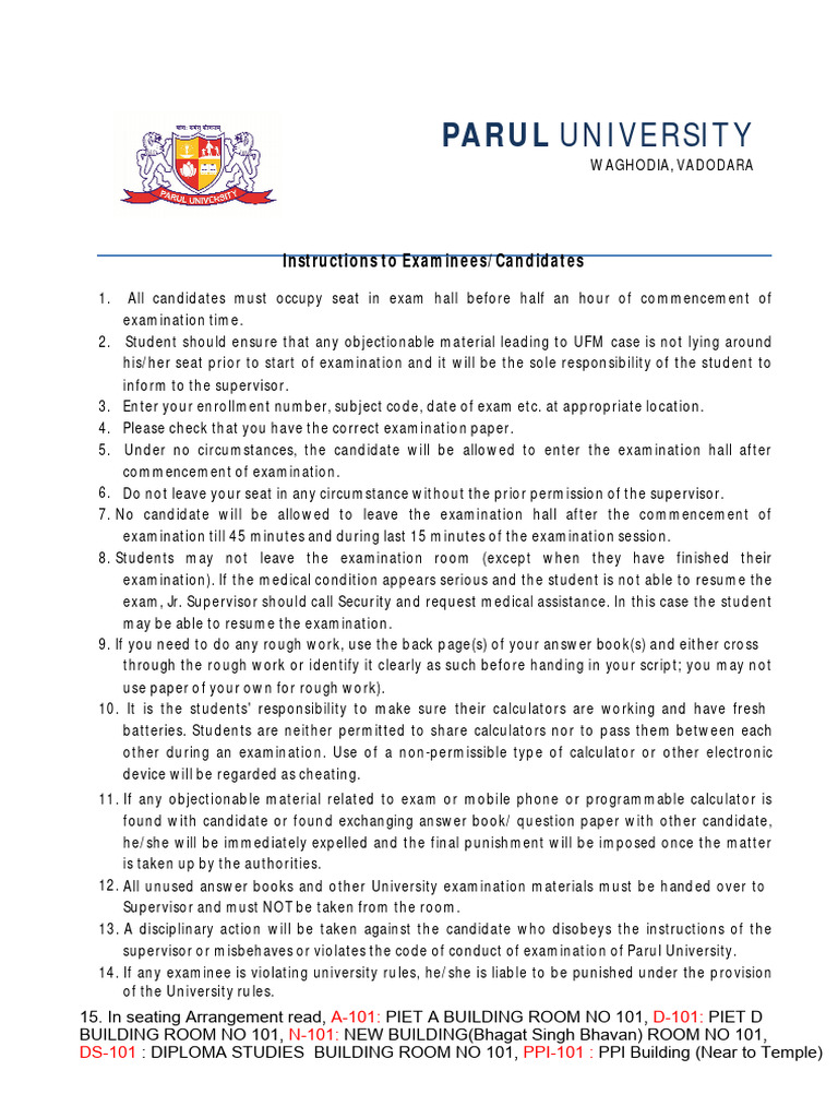 Exam Guidelines for BTech Students | PDF | Academic Term
