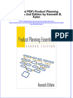 Original PDF Product Planning Essentials 2nd Edition by Kenneth B Kahn PDF