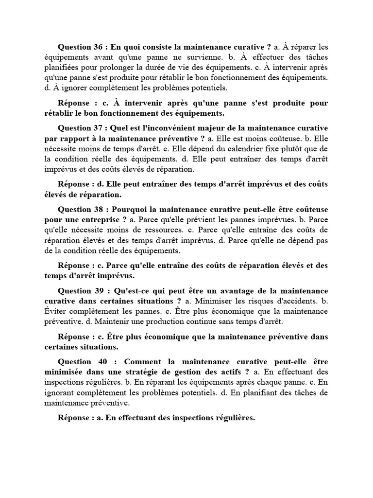 Maintenance Curative : Avantages et Inconvénients | PDF | Risque | Sécurité
