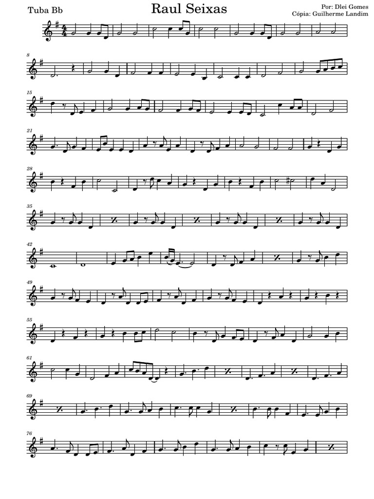 Tuba Bb Sheet Music by Raul Seixas | PDF | Brass Instruments | Aerophones
