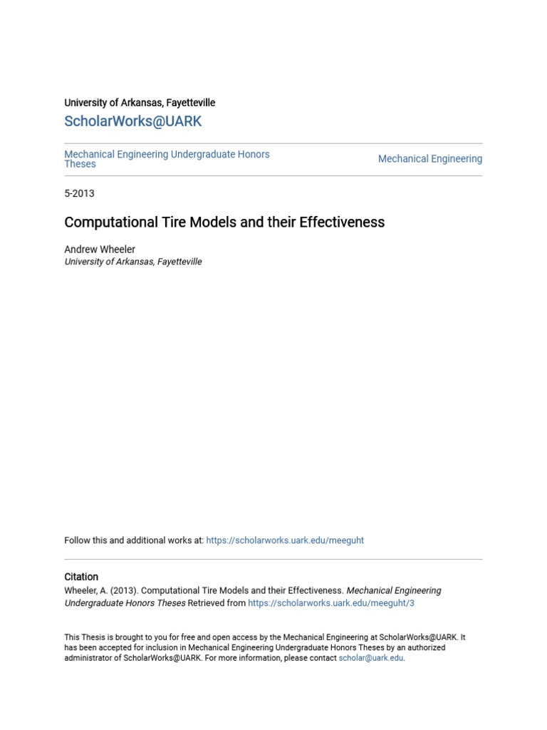 Effectiveness of Computational Tire Models | PDF