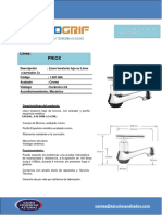 Ficha Tecnica Llave Lavatorio Lujo Ex Linex C Aereador CR - 1.387.066