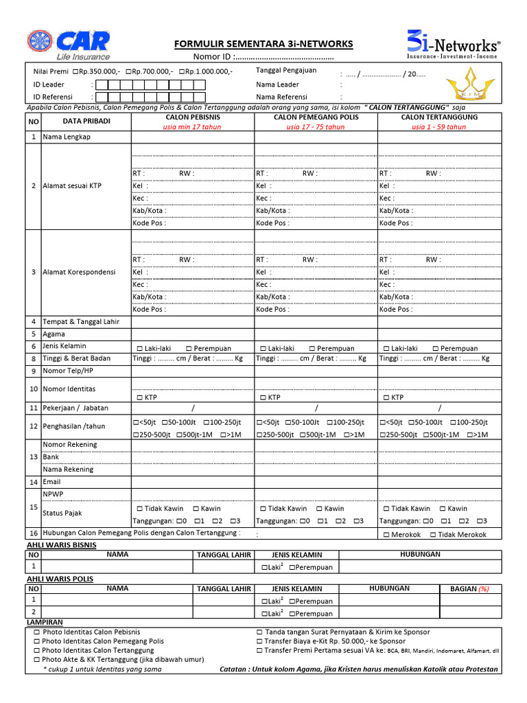 1 Formulir Sementara 3i Mobiss New PDF