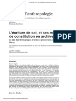 L'écriture de Soi, Et Ses Modalités de Constitution en Archives