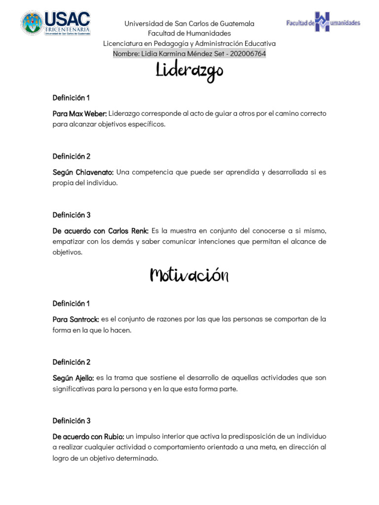 Lidia Karmina Méndez Set - Liderazgo y Motivación | PDF | Ciencia y ...