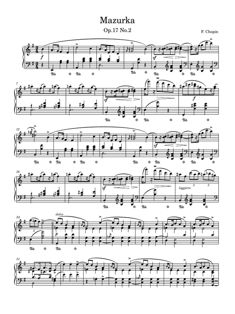 Mazurka Op.17 No.2 Frdric Chopin | PDF | Musical Compositions ...