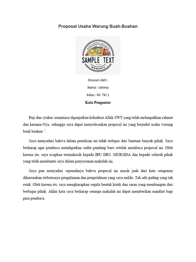Proposal Usaha Warung Buah PDF