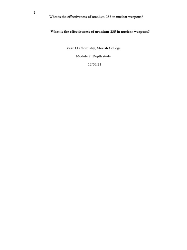 Depth Study Example 3 | PDF | Nuclear Fission | Radioactive Decay