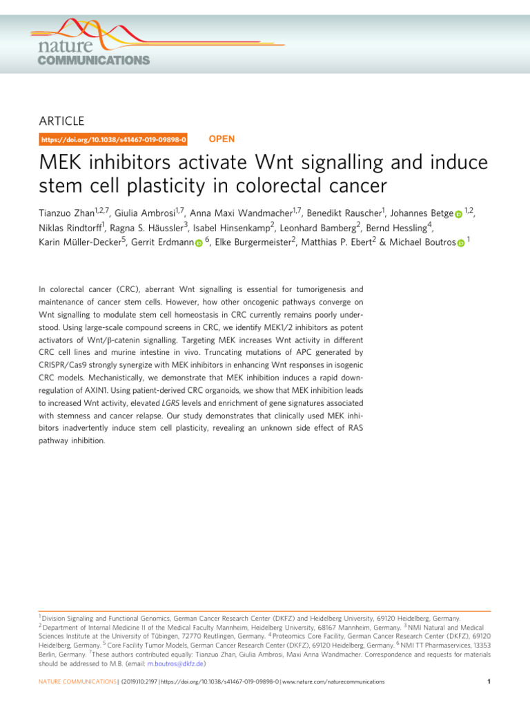 MEK Inhibitors Boost Wnt in CRC | PDF | Enzyme Inhibitor | Gene Expression