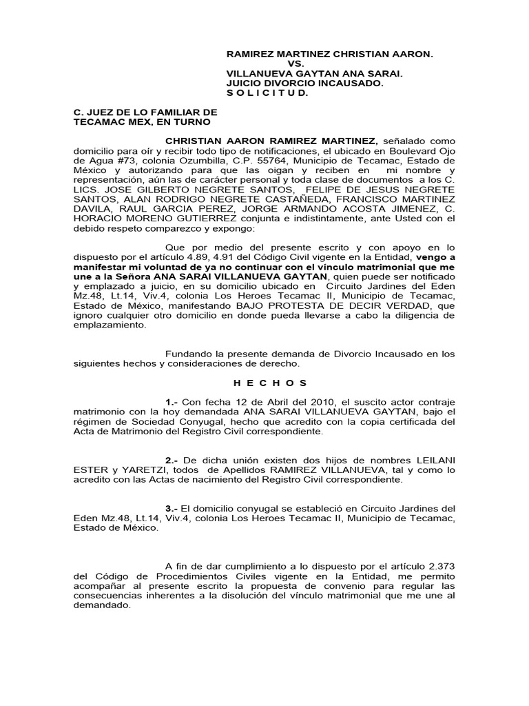 Divorcio Incausado en Tecamac, Edomex | PDF | Divorcio | Justicia