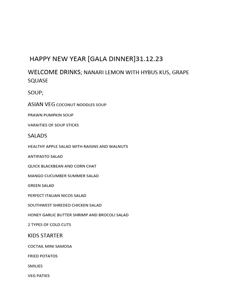 Happy New Year Menu 2023 Gala Dinner | PDF