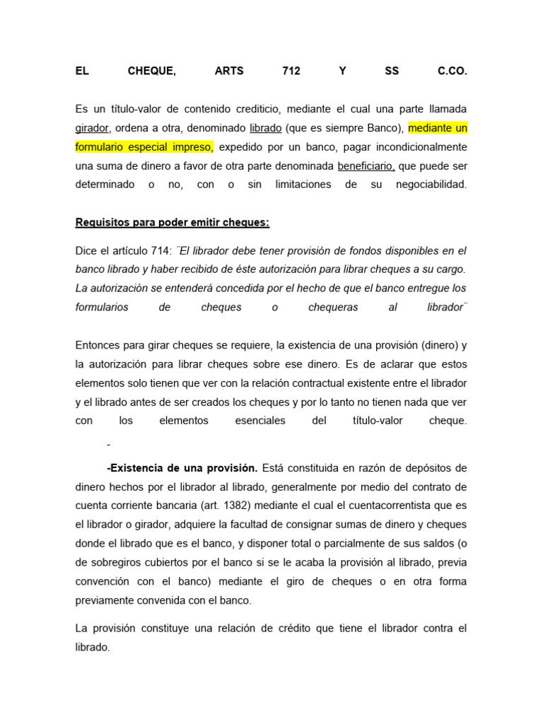 El Cheque. New | PDF | Cheque | Bancos