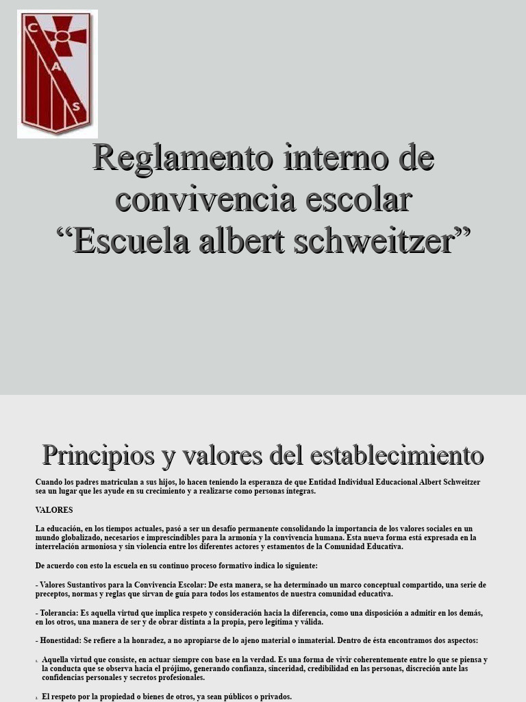 Reglamento Interno de Convivencia Escolar | PDF | Maestros | Sicología