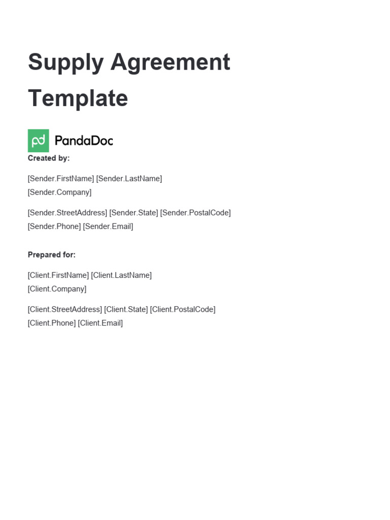 Supply Agreement Template for Goods | PDF | Business | Law