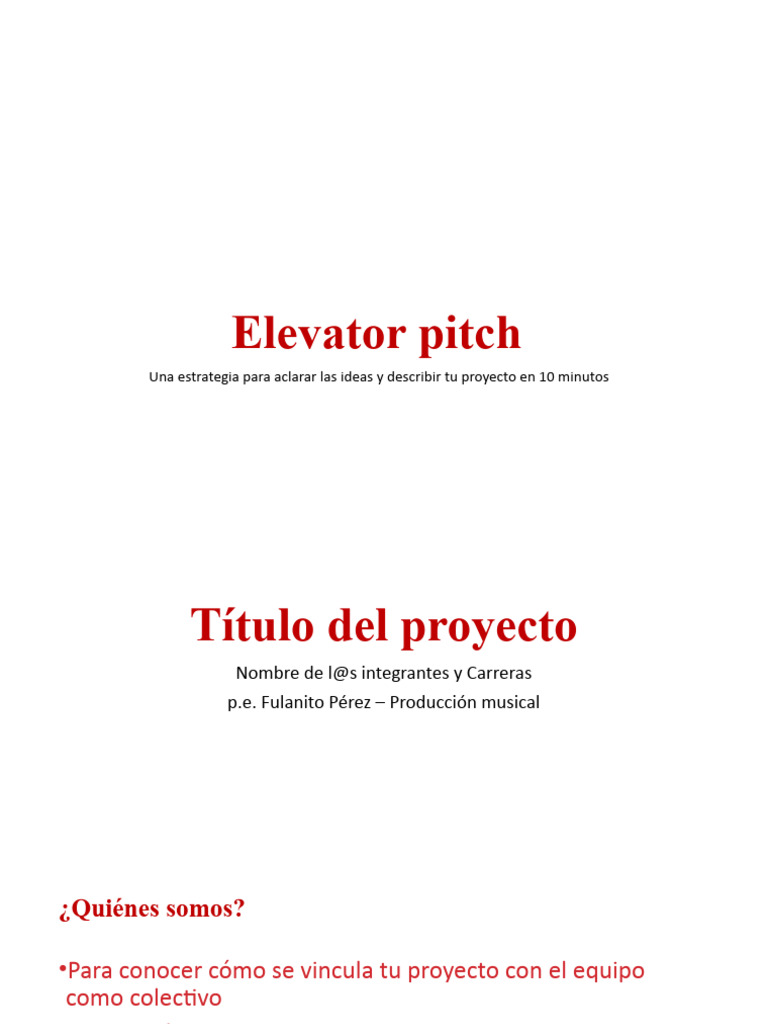 Elevator Pitch Pdf