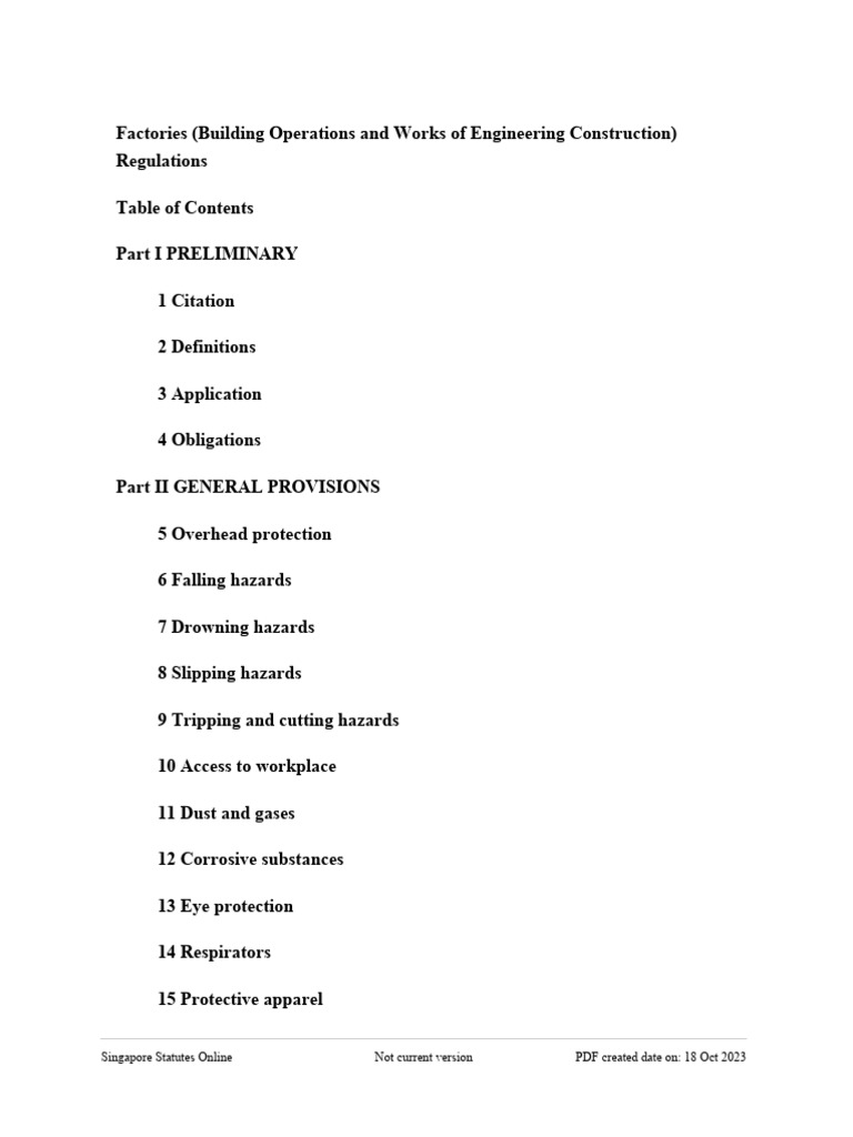 Factories (Building Operations and Works of Engine Standard Guidline ...