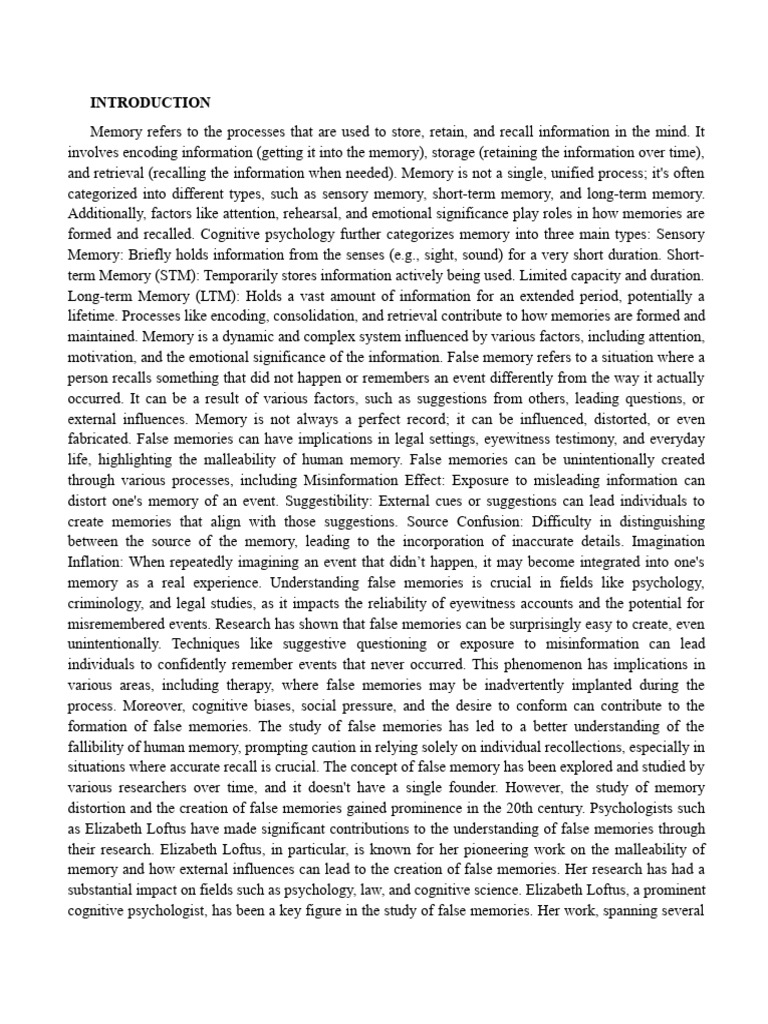 False Memory Main File | PDF | Memory | Recall (Memory)