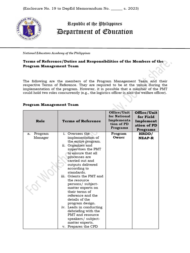 PMT Roles in DepEd Programs | PDF | Business | Art