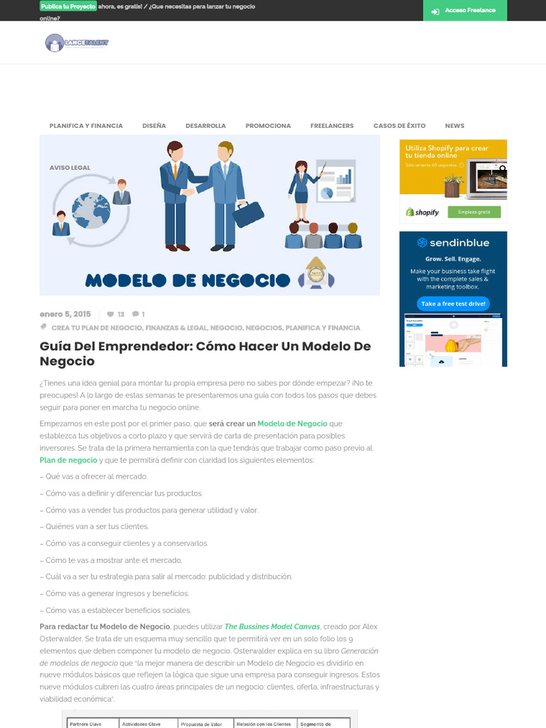 Guía Del Emprendedor, Cómo Hacer Un Modelo de Negocio | PDF | Modelo de ...