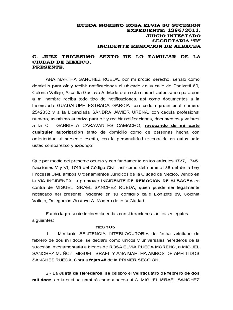 JUICIO Remocion de Albacea 2 | PDF