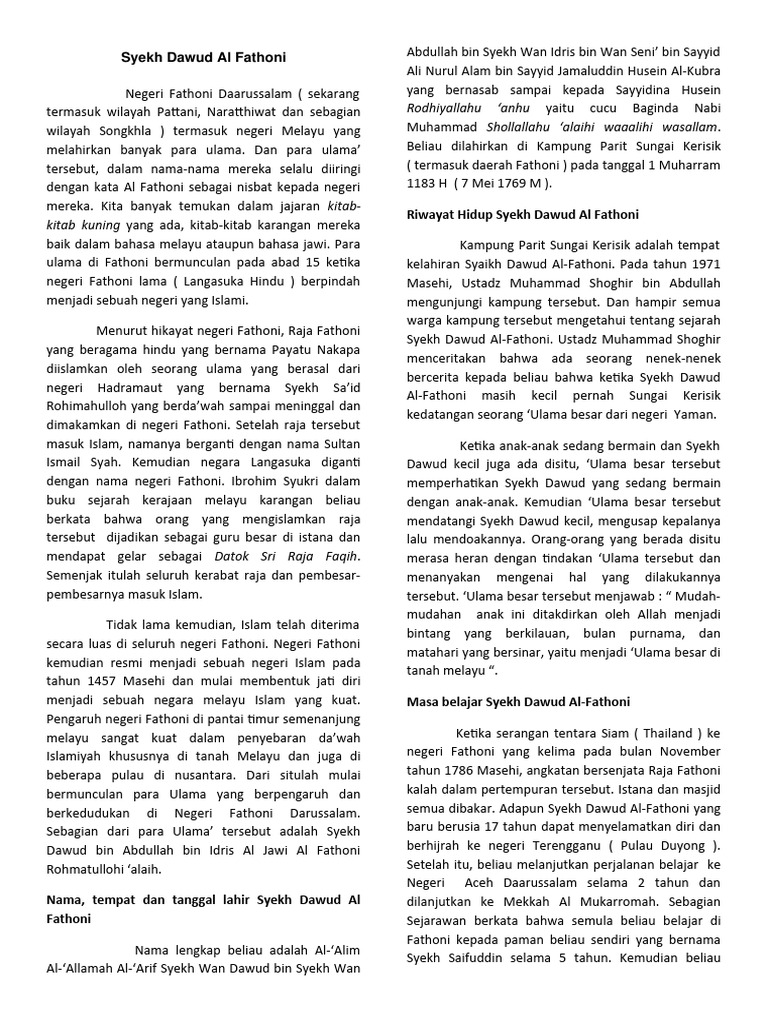 Biografi Syekh Dawud Al-Fathoni | PDF | Agama & Spiritualitas