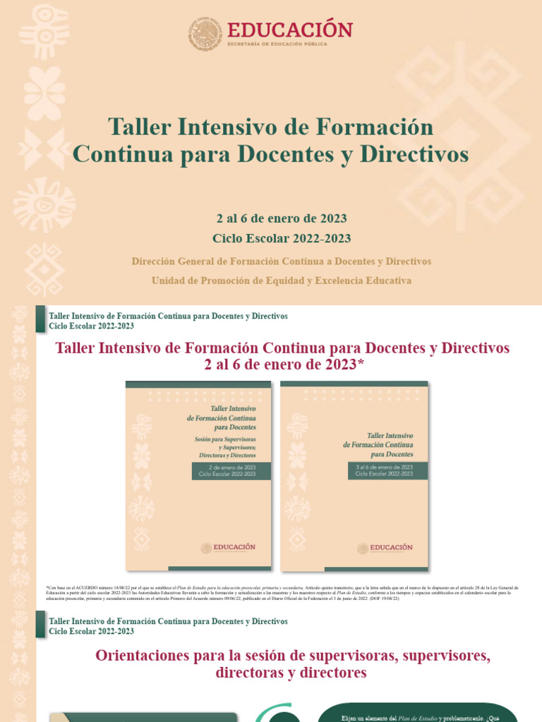 Taller de Formación Docente 2023 | PDF | Aprendizaje | Plan de estudios