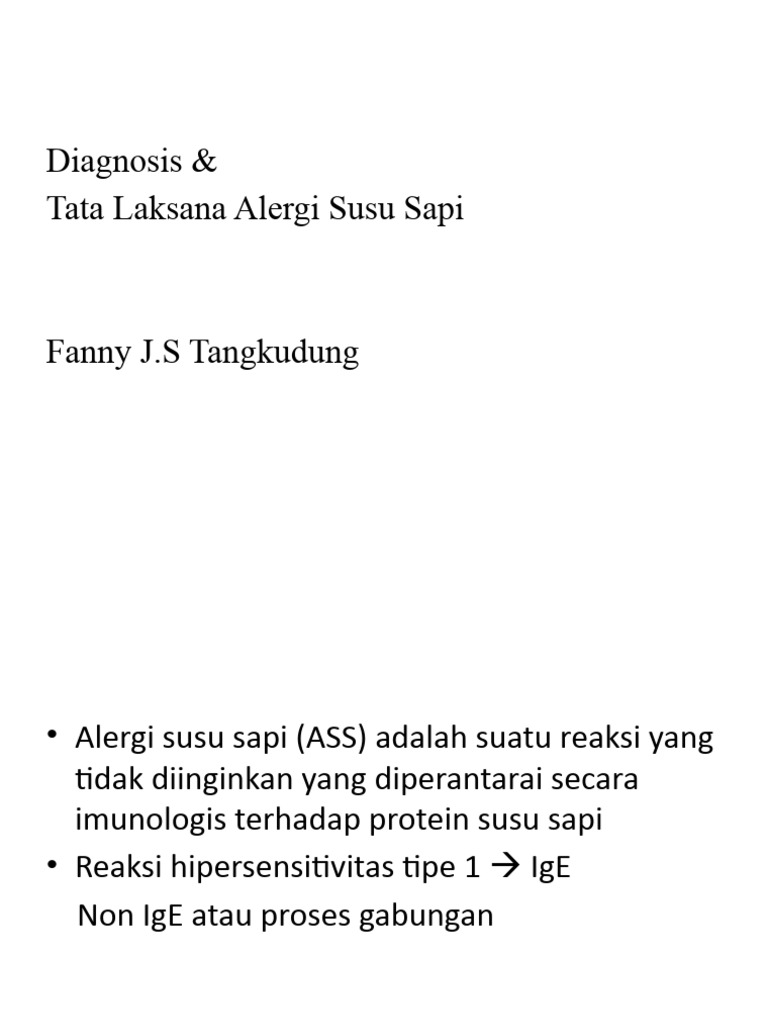 Diagnosis dan Tata Laksana Alergi Susu Sapi | PDF