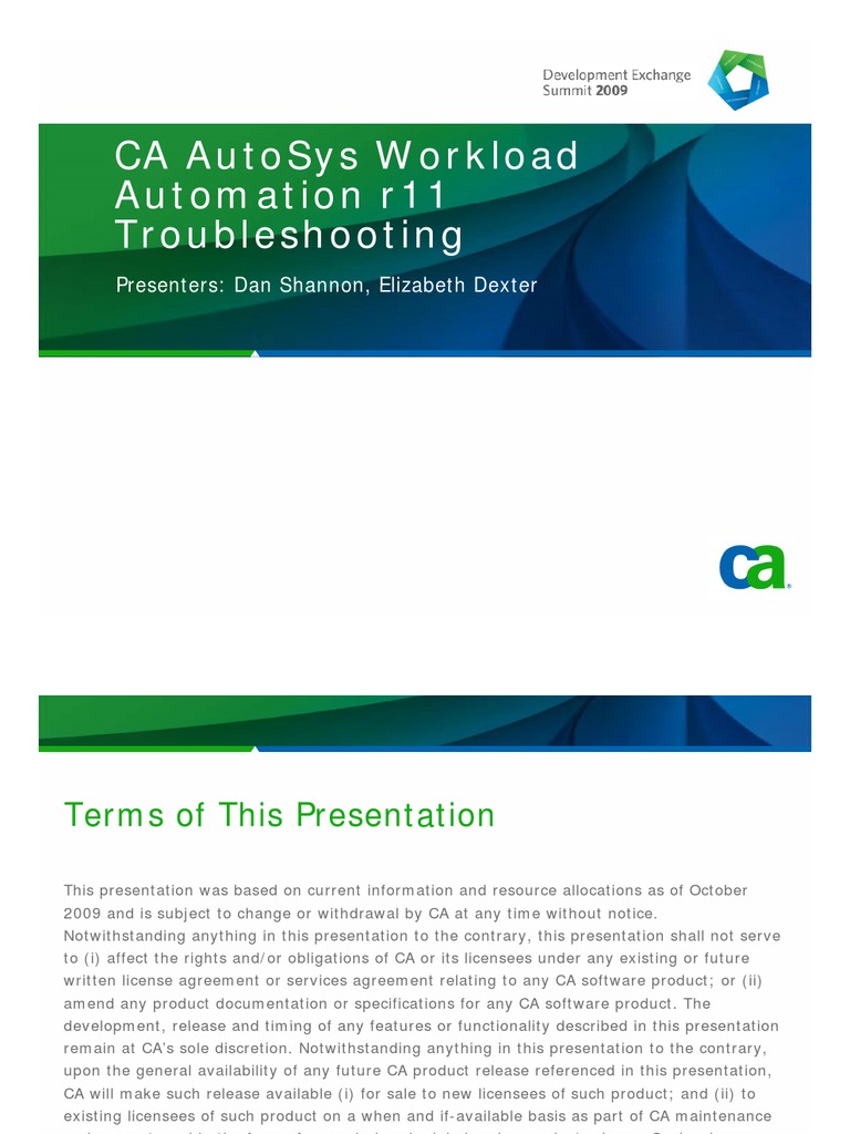 CA AutoSys WA-CAAutoSys WCC Workload Automation r11 Troubleshooting ...