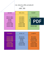 Jadwal Mata Pelajaran 7 A