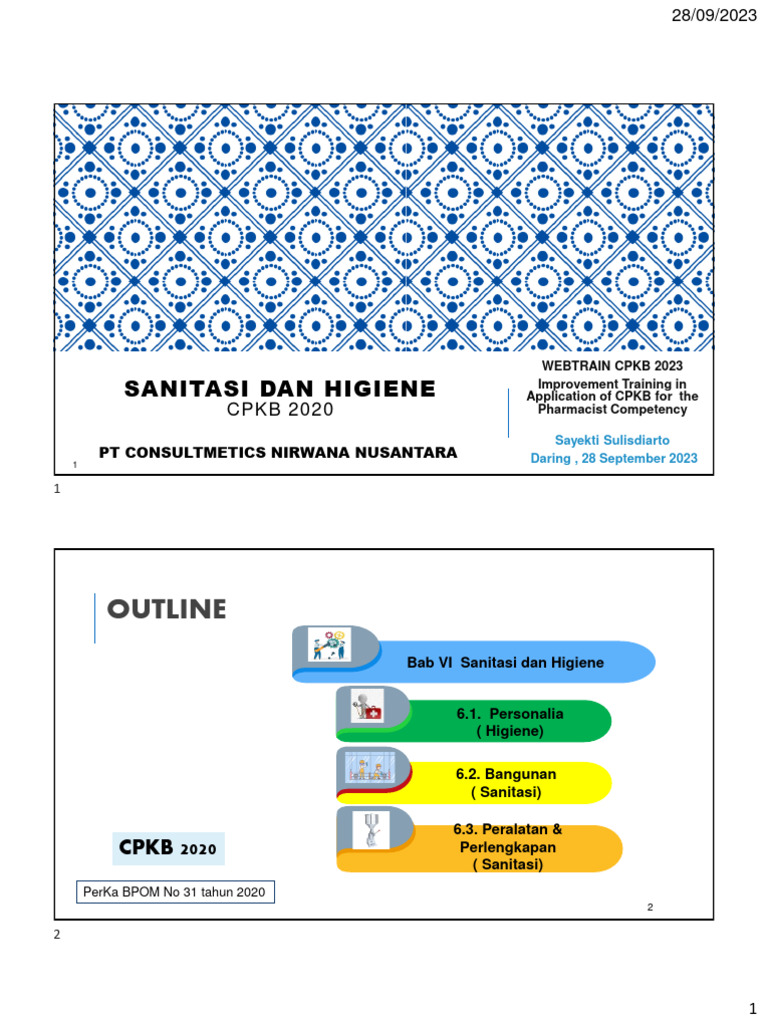 2.sanitasi Dan Higiene - CPKB 2020 - Pelatihan CPKB PT CNN - Daring 28 ...
