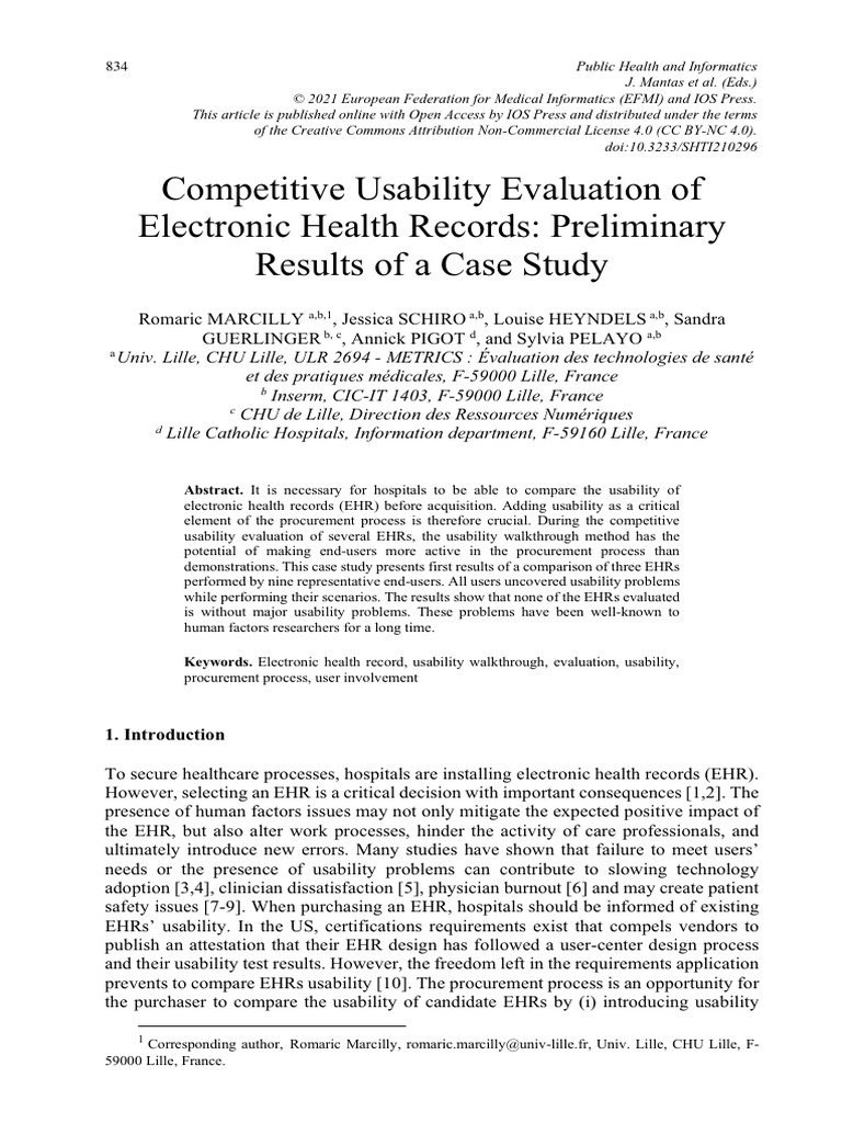 Competitive Usability Evaluation of Electronic Health Records PDF