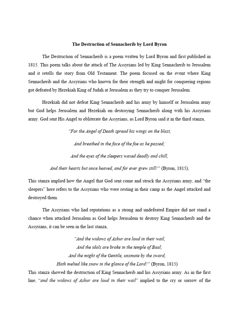 The Destruction of Sennacherib Essay | Download Free PDF | Assyria