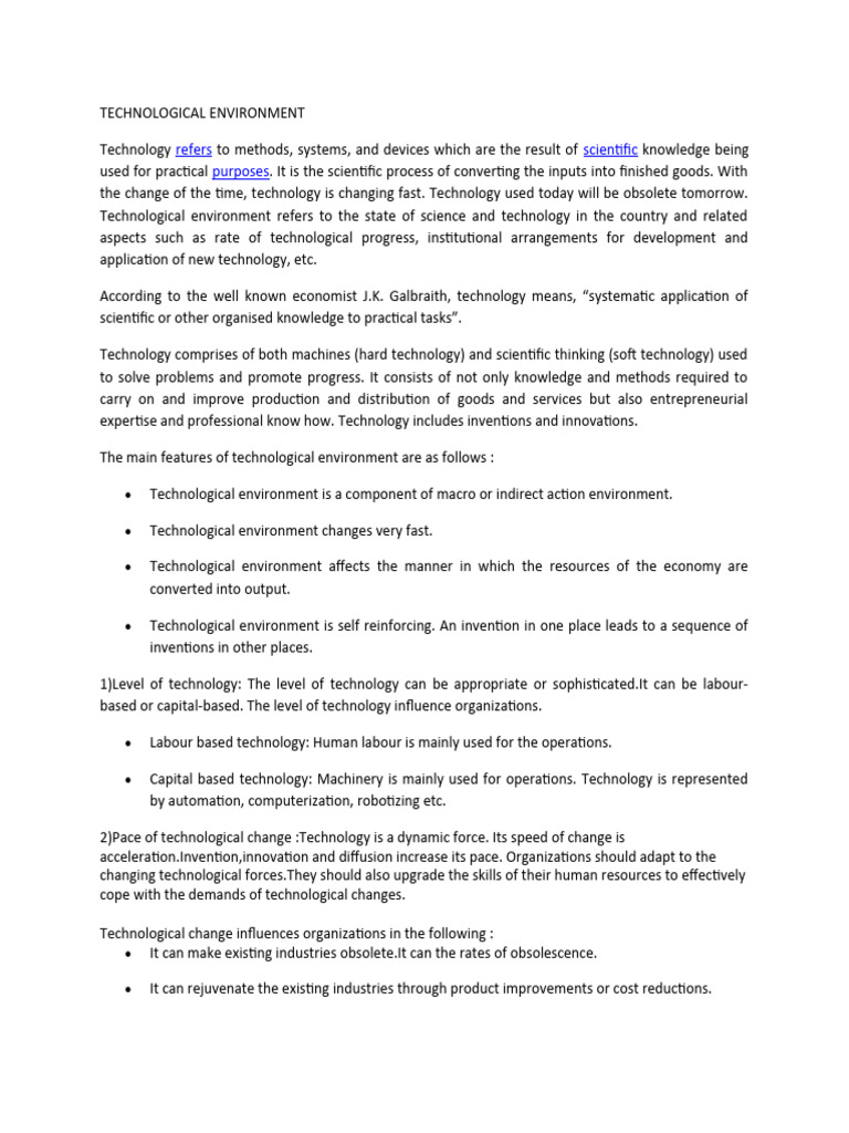 Technological Environment | PDF | Economic Growth | Globalization