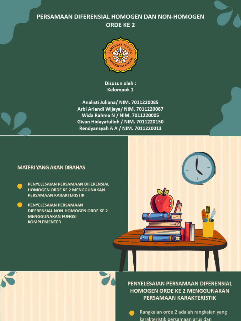Persamaan Diferensial Orde 2: Homogen & Non-Homogen | PDF | Metode ...