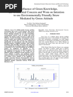 The Influence of Green Knowledge, Environmental Concern and Wom On Intention To Use Environmentally Friendly Straw Mediated by Green Attitude