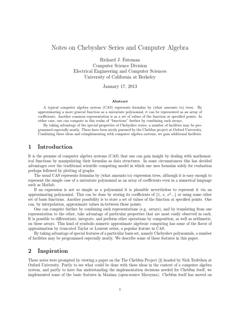 Cheby Pdf Function Mathematics Fast Fourier Transform