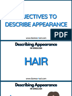 Describing People Adjectives To Describe Appearance