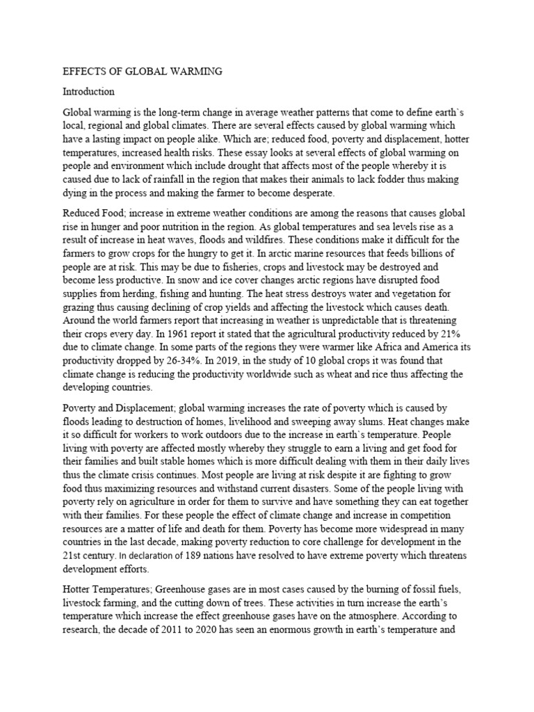 Effects of Global Warming | PDF | Climate Change | Agriculture