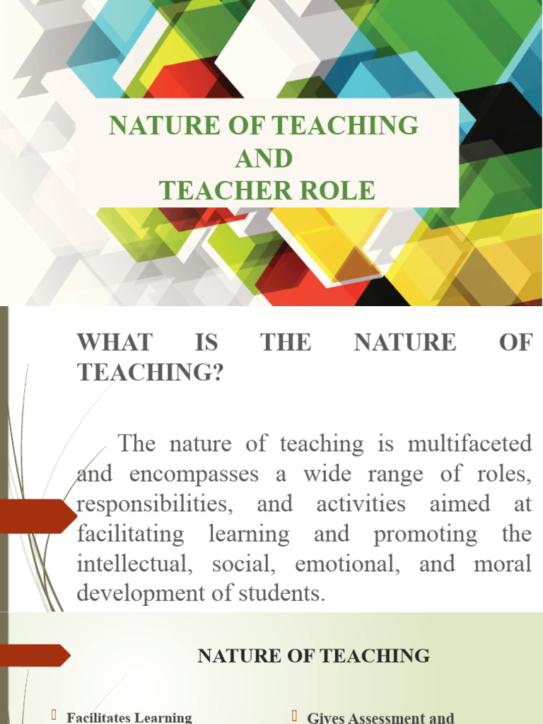 Nature and Roles of Teaching | PDF | Teachers | Expert