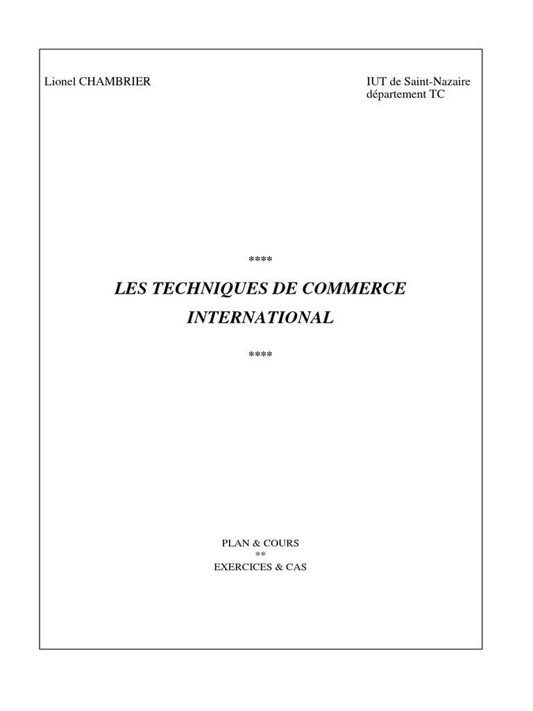 Techniques de Commerce International | PDF | Transport | Gestion de la ...