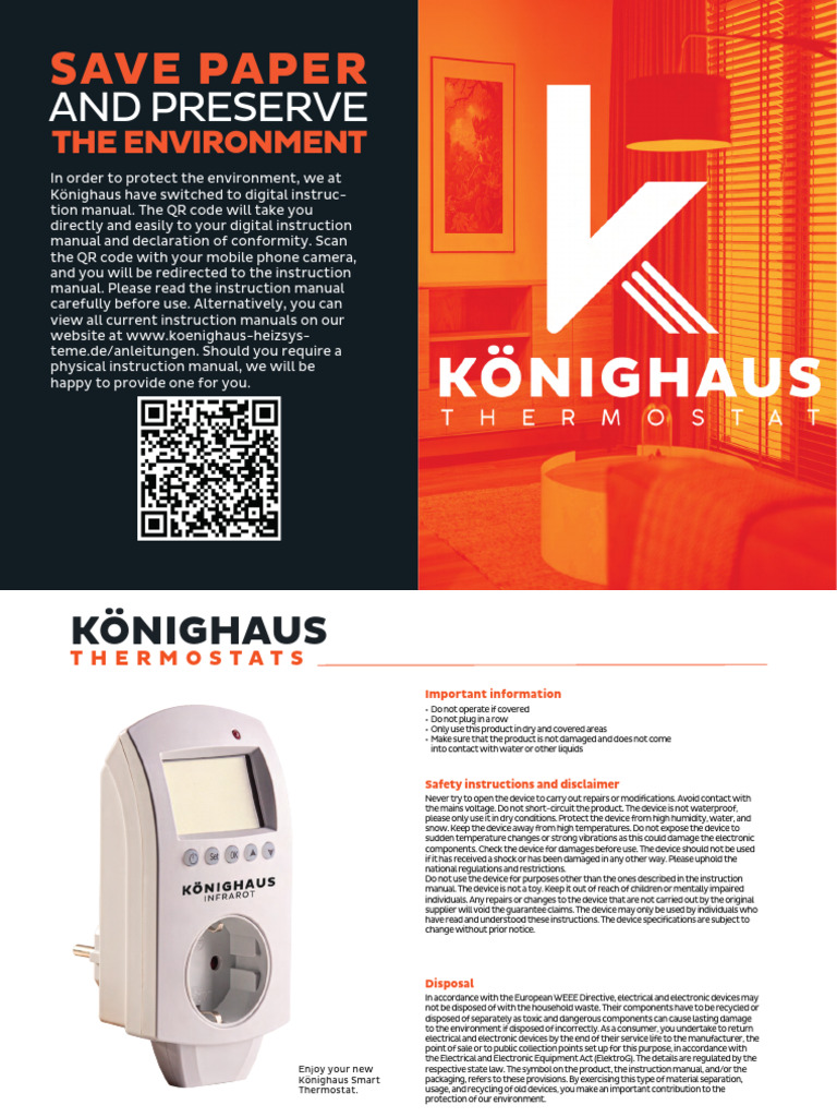 Koenighaus Thermostat en | PDF | Thermometer | Thermostat