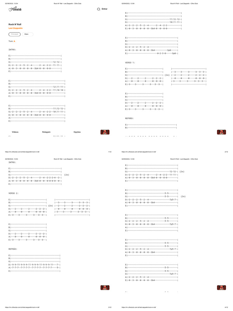 Rock N' Roll - Led Zeppelin - Cifra Club | Download Free PDF | English