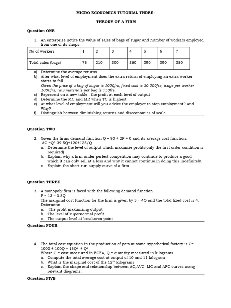 Microeconomics: Firm Theory and Market Analysis | PDF | Demand | Supply ...