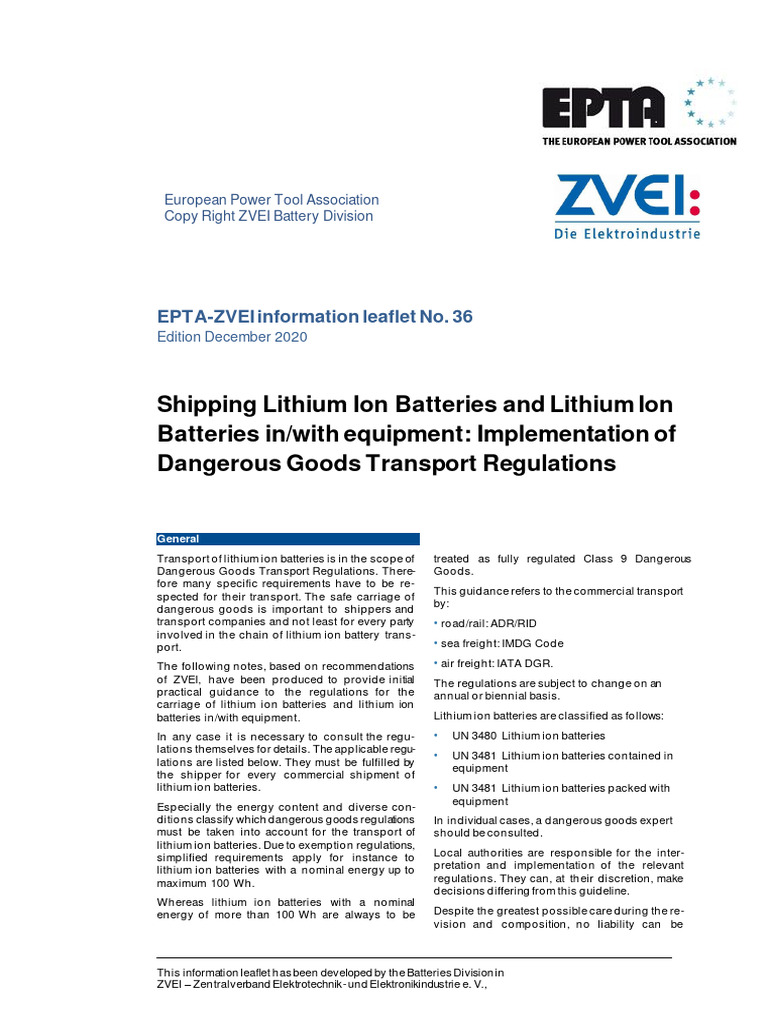 Lithium Ion Battery Transport Guidelines | PDF | Dangerous Goods | Cargo