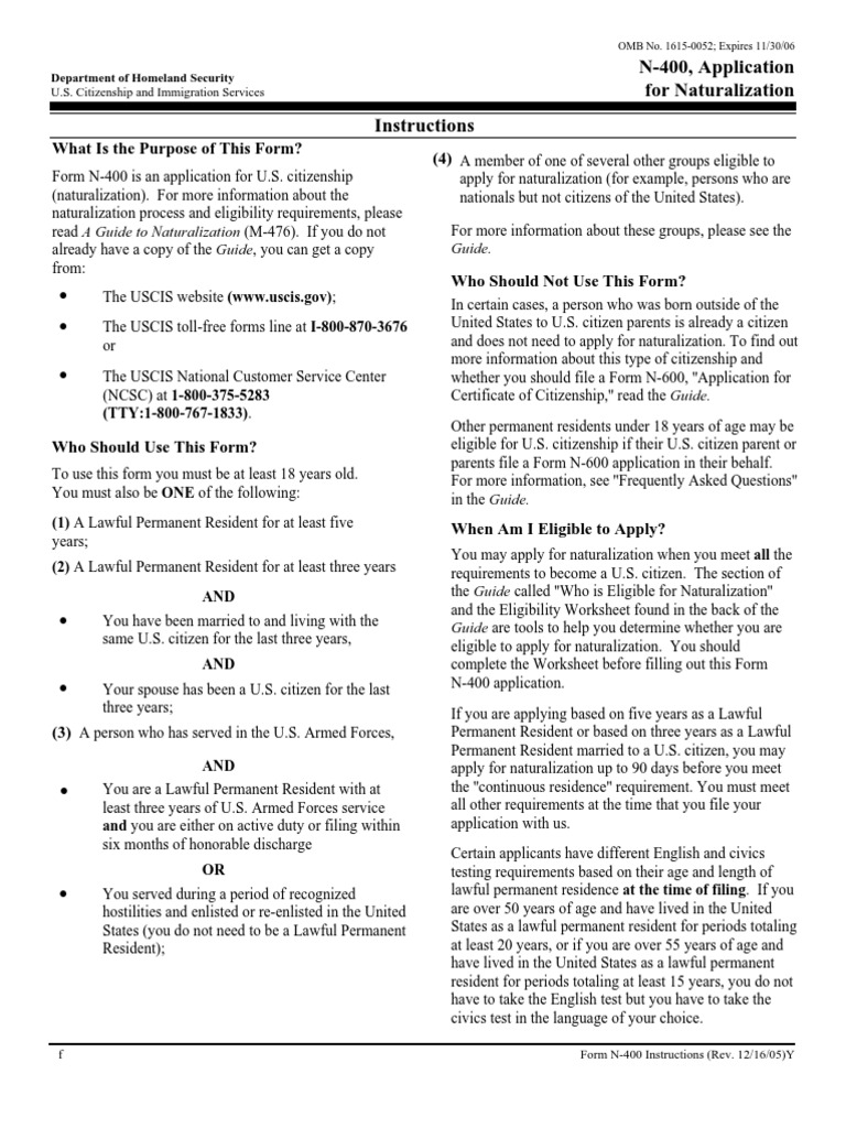 N-400 Application for U.S. Citizenship | PDF | United States ...