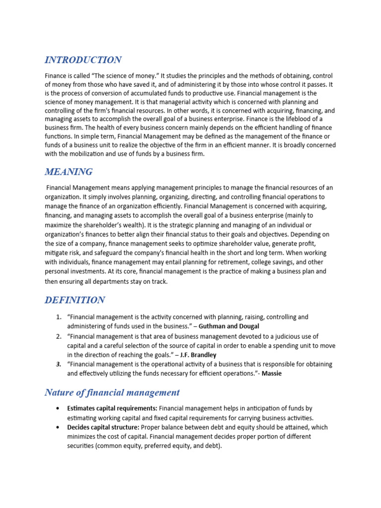 Financial Management Overview and Objectives | PDF | Net Present Value ...